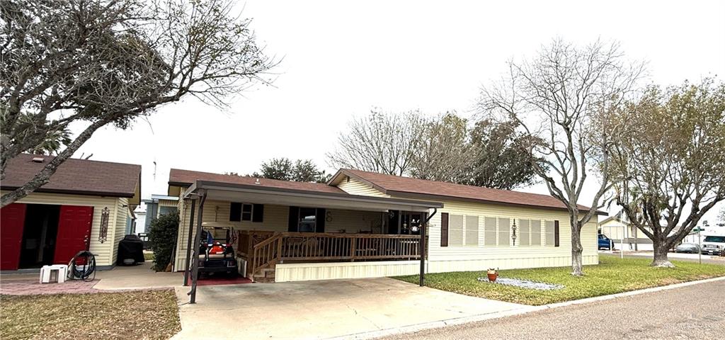 a view of a house with a patio