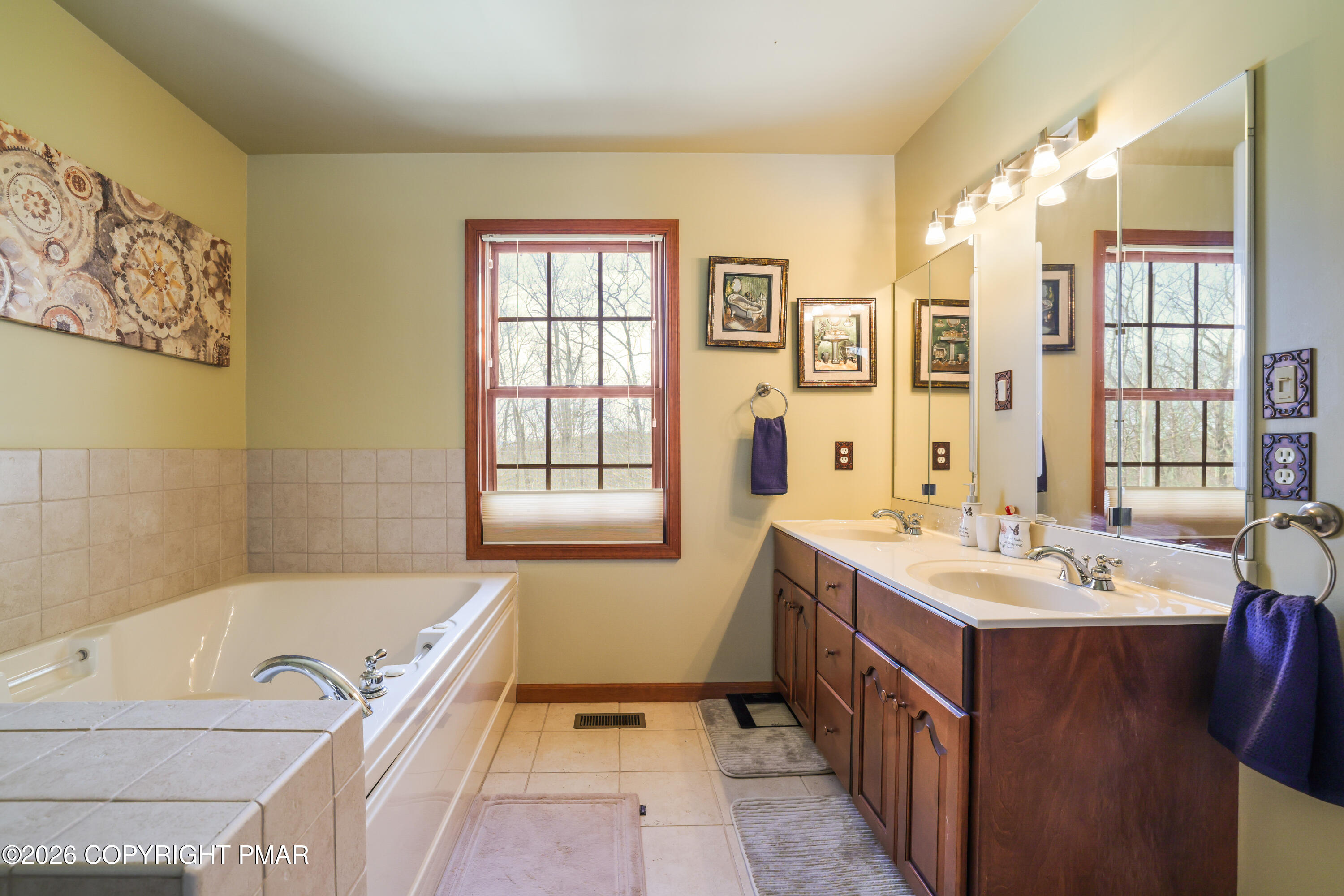 3220 Cherry Ridge Road Bushkill, PA 18324 - Photo 17 of 47 a bathroom with a tub sink and mirror