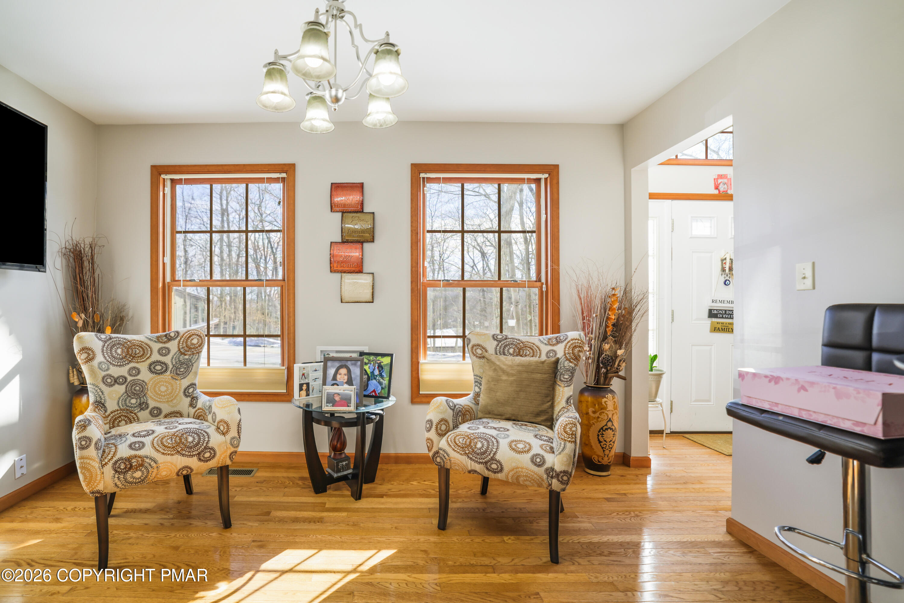 3220 Cherry Ridge Road Bushkill, PA 18324 - Photo 33 of 47 a living room with furniture and wooden floor