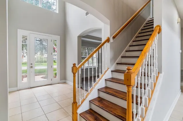 a view of an entryway with staircase
