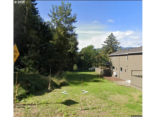 a backyard of a house with lots of green space