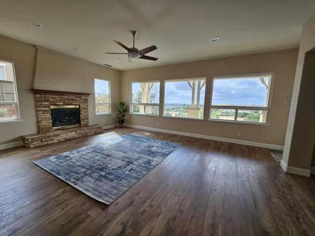 a view of a terrace with a bench