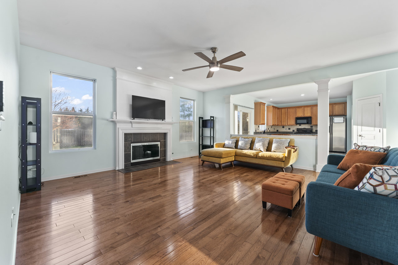 149 Lilac Street Bolingbrook, IL 60490 - Photo 11 of 50 a living room with furniture fireplace and a flat screen tv