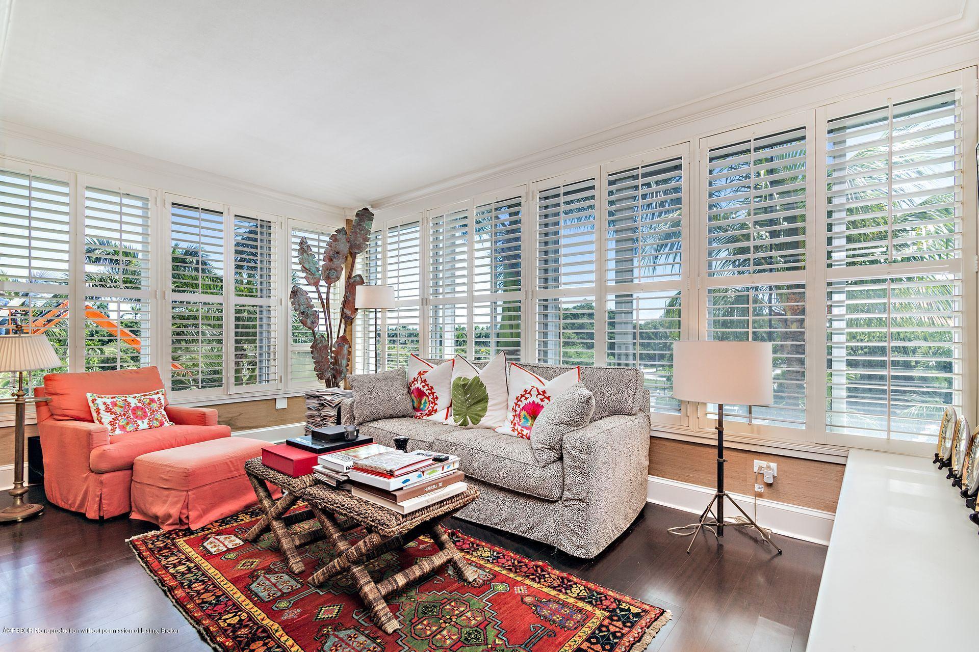 44 Cocoanut Row, Unit 326B Palm Beach, FL 33480 - Photo 3 of 19 a living room with furniture and a large window