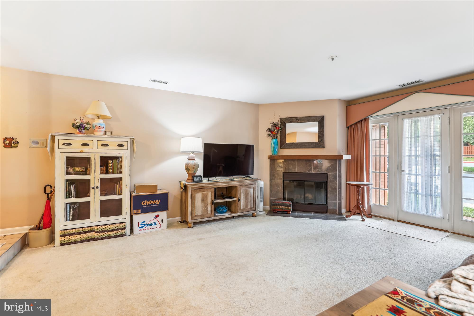4912 Columbia Road, Unit 1 110 Columbia, MD 21044 - Photo 22 of 59 a living room with furniture a flat screen tv and a fireplace