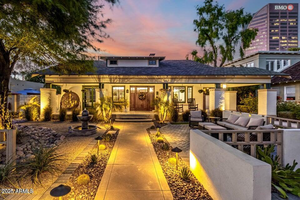 a view of swimming pool with outdoor seating