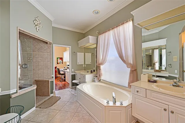 a bathroom with a granite countertop sink and a bathtub