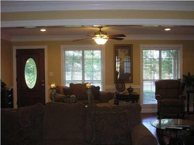 View of livingroom from den