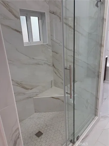 a bathroom with a bathtub