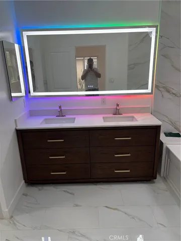 a bathroom with a bathtub