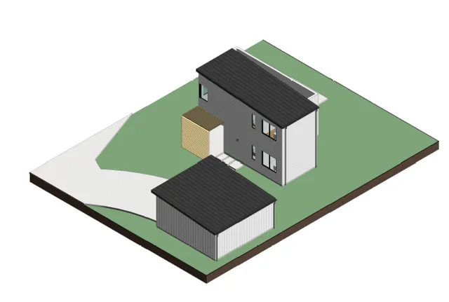 a living room with a bed