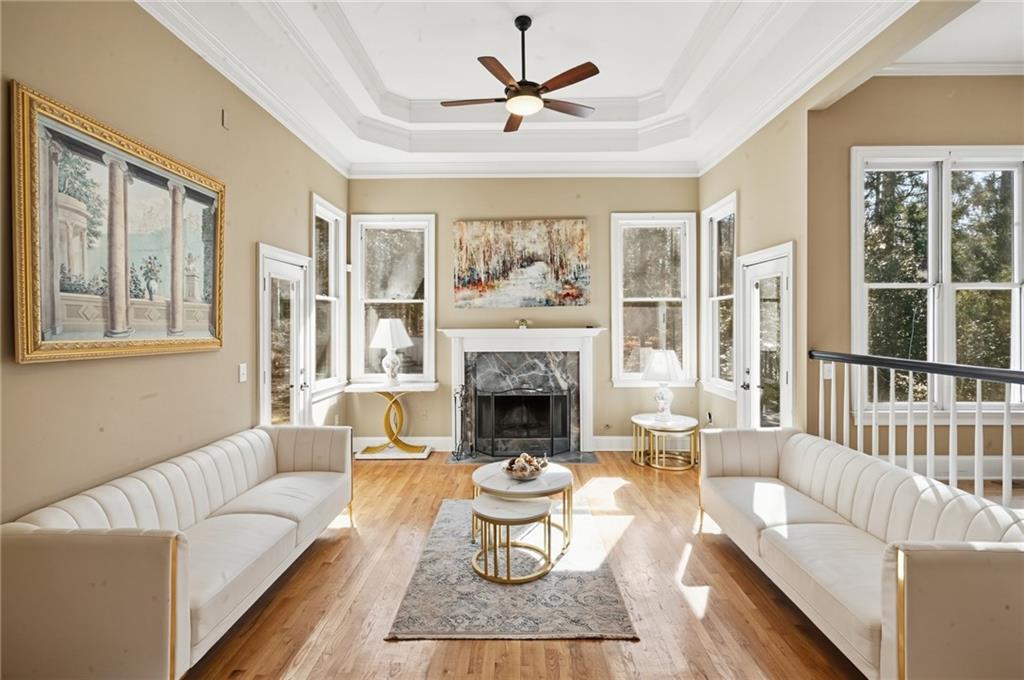 4670 Hamden Forest Drive Southwest Atlanta, GA 30331 - Photo 57 of 68 a living room with furniture and a fireplace