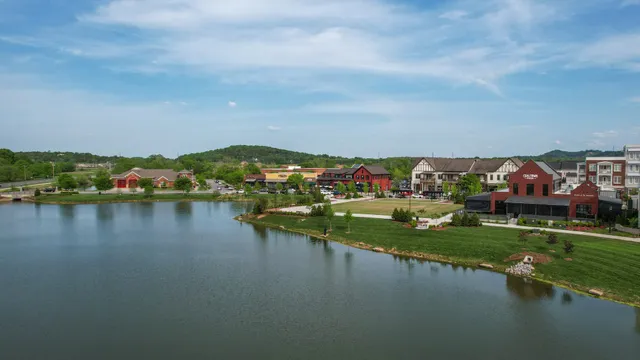 an aerial view of a golf course with outdoor space