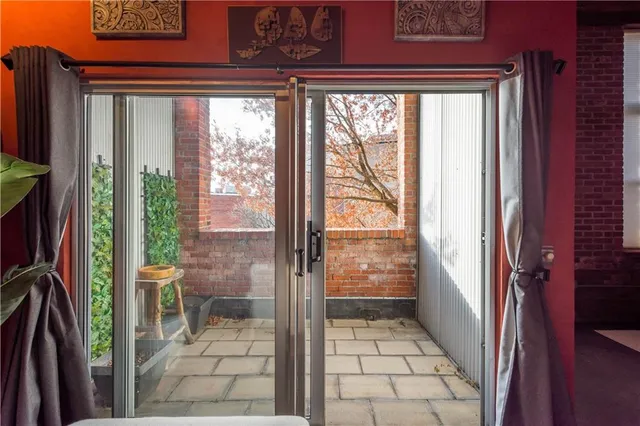 a view of a balcony door