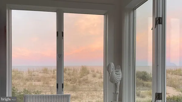 a view of a glass door and from window