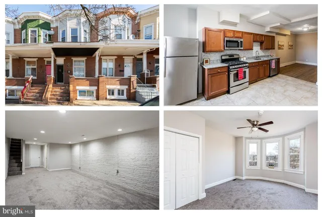 a view of a kitchen with furniture and refrigerator