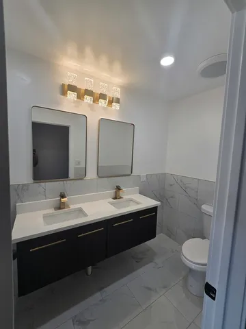 a bathroom with a bathtub