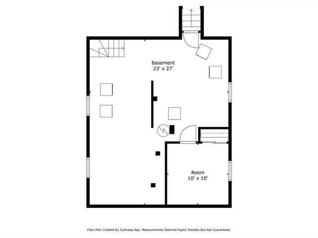 an aerial view of a house with outdoor space