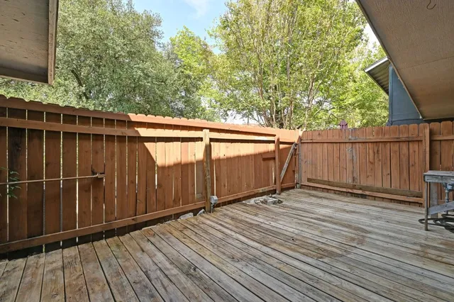 a view of a wooden deck