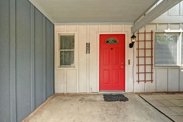 a view of a room with a window