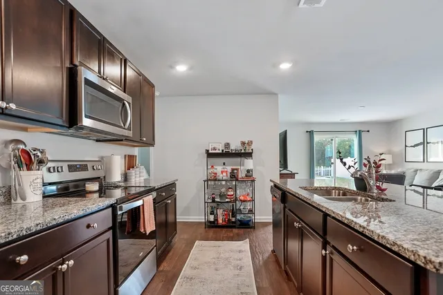 a kitchen with lots of counter top space
