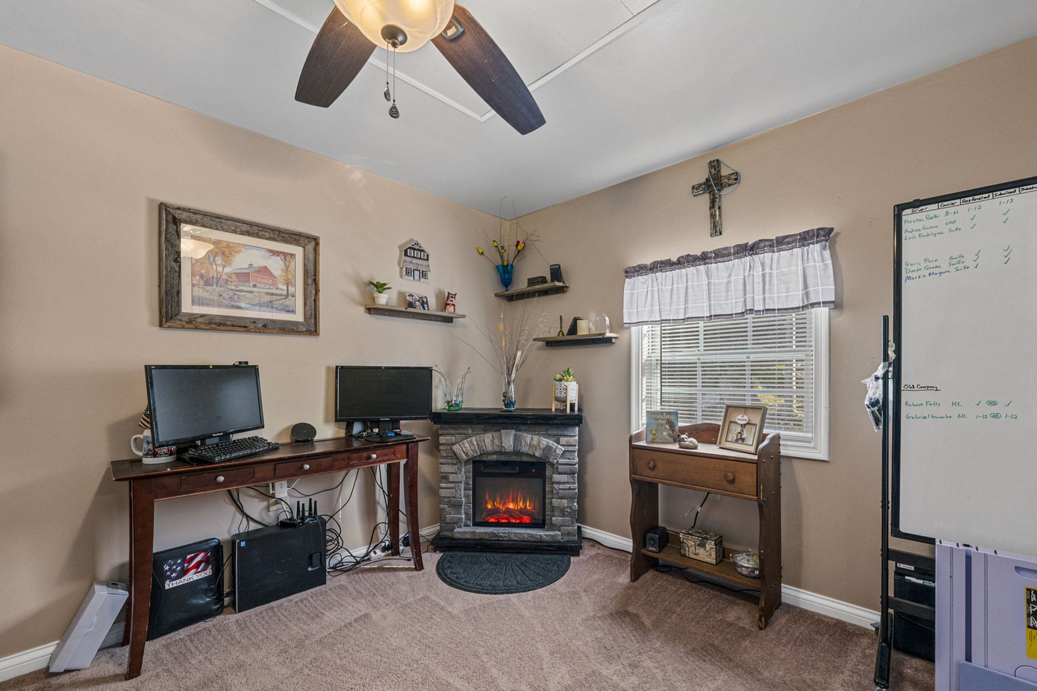 419 Jackie Dukes Road Lewisburg, KY 42256 - Photo 32 of 55 a view of a livingroom with a fireplace and workspace