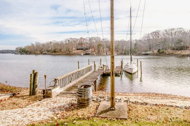 a view of a lake with a mountain view
