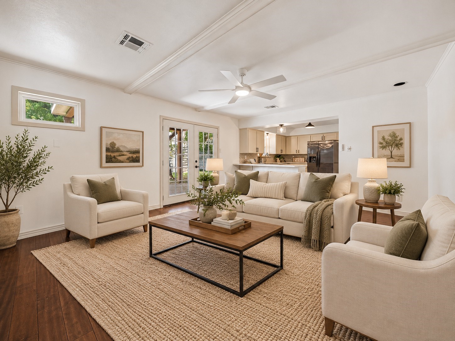 1327 Guese Road Houston, TX 77008 - Photo 18 of 18 Ditigally Staged. Another view of the family room highlights the open floorplan, connecting the kitchen, living and dining areas.