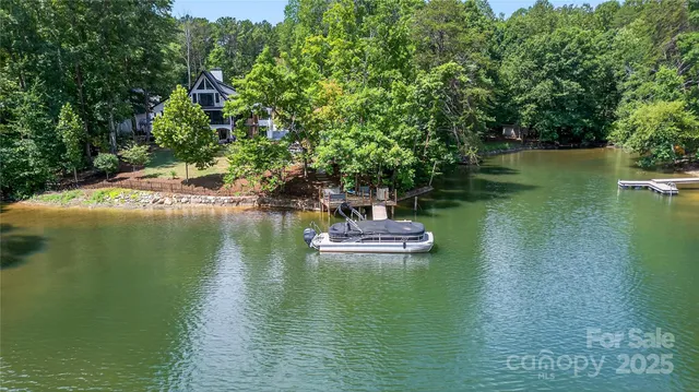 a view of a lake with a big yard