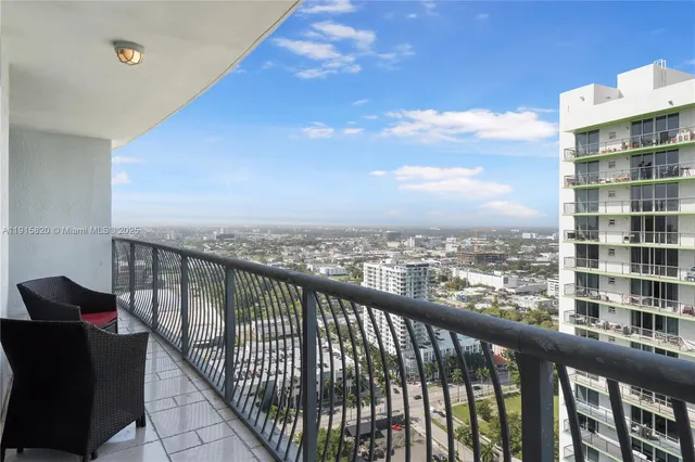 a view of city from a balcony