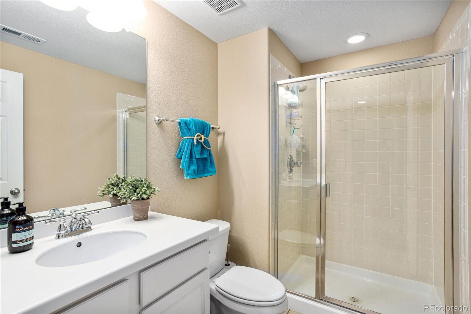 690 Tiger Lily Way Highlands Ranch, CO 80126 - Photo 22 of 38 a bathroom with a sink toilet and shower
