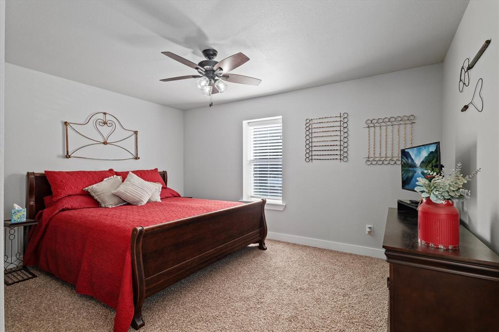 725 Wilson Road Van Alstyne, TX 75495 - Photo 24 of 40 a bedroom with a bed and a potted plant on the dresser