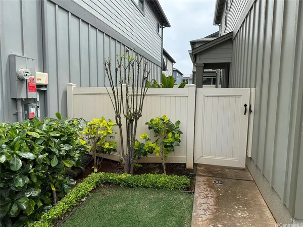 a view of flowers in back yard of a house