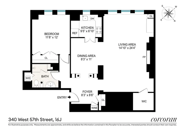 $1,450,000 | 340 West 57th Street, Unit 16J | Hell's Kitchen