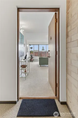 a view of dining room with wooden floor