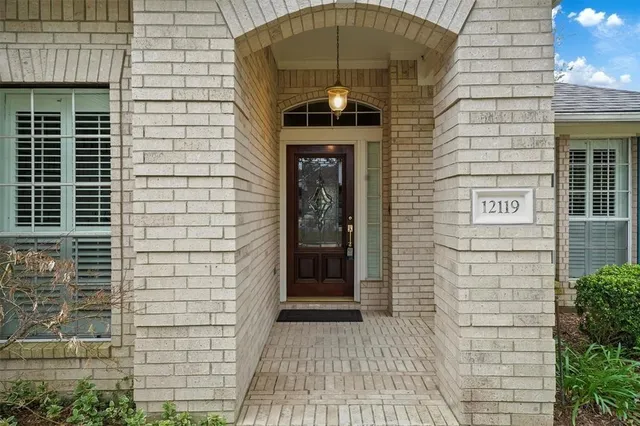 a front view of a house with a door