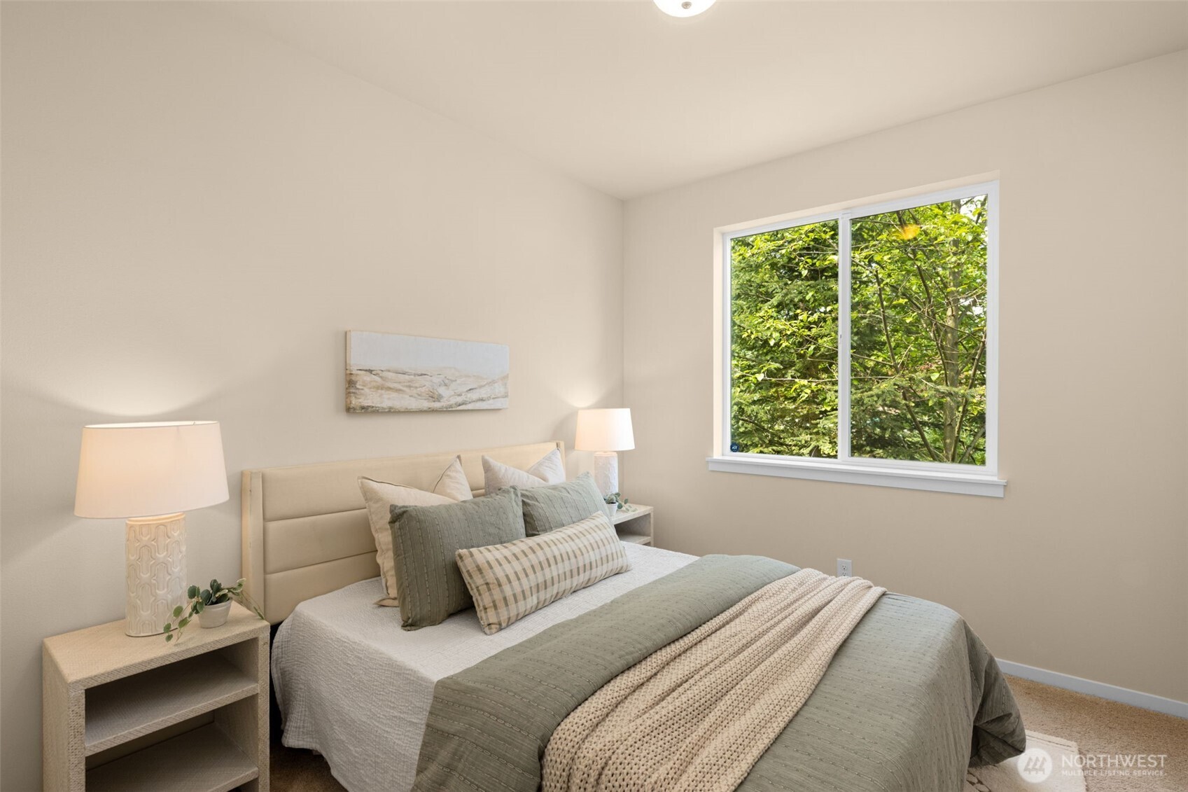18525 115th Place Southeast Renton, WA 98055 - Photo 13 of 29 a bedroom with a bed and a lamp next to a window
