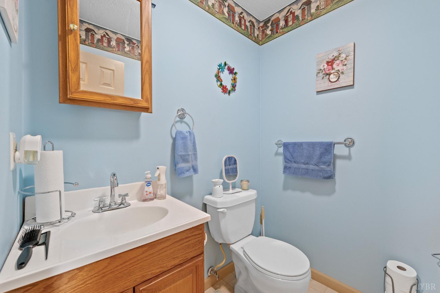 1925 Forbes Mill Road Bedford, VA 24523 - Photo 16 of 58 a bathroom with a sink a toilet and a mirror
