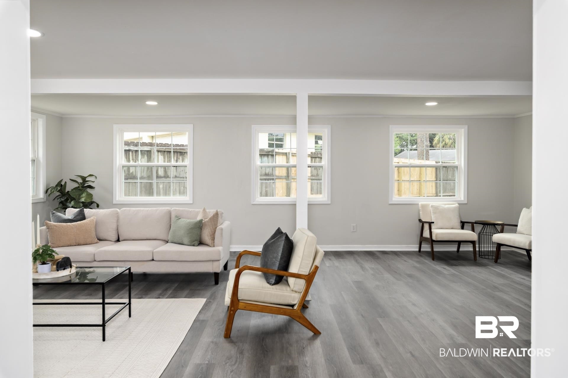 5922 Sunnyside Drive Mobile, AL 36619 - Photo 10 of 51 Living room featuring wood finished floors, recessed lighting, and baseboards