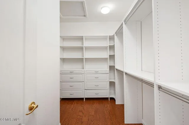 a view of an empty walk in closet