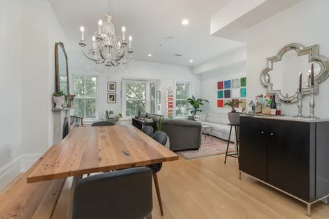 a view of a dining room kitchen and a sink