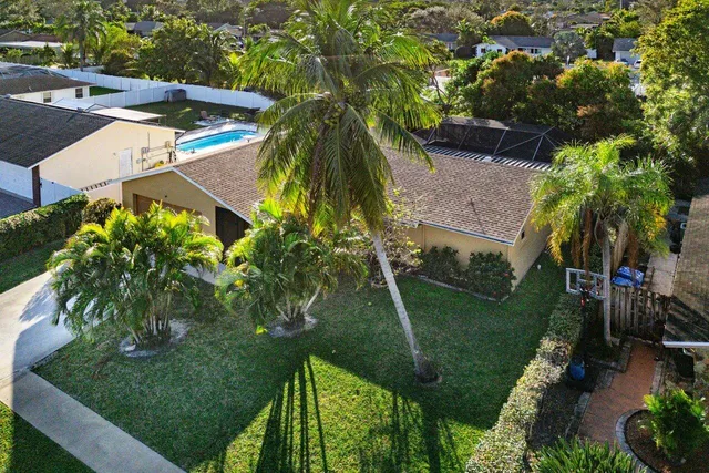 an aerial view of a house