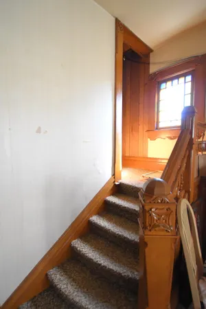 a view of a room with windows