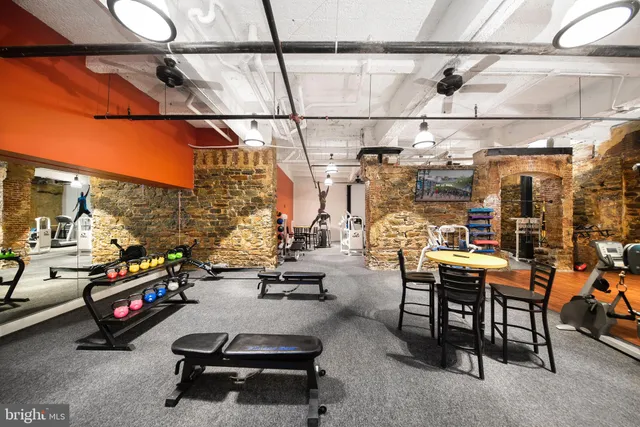 a view of a room with gym equipment