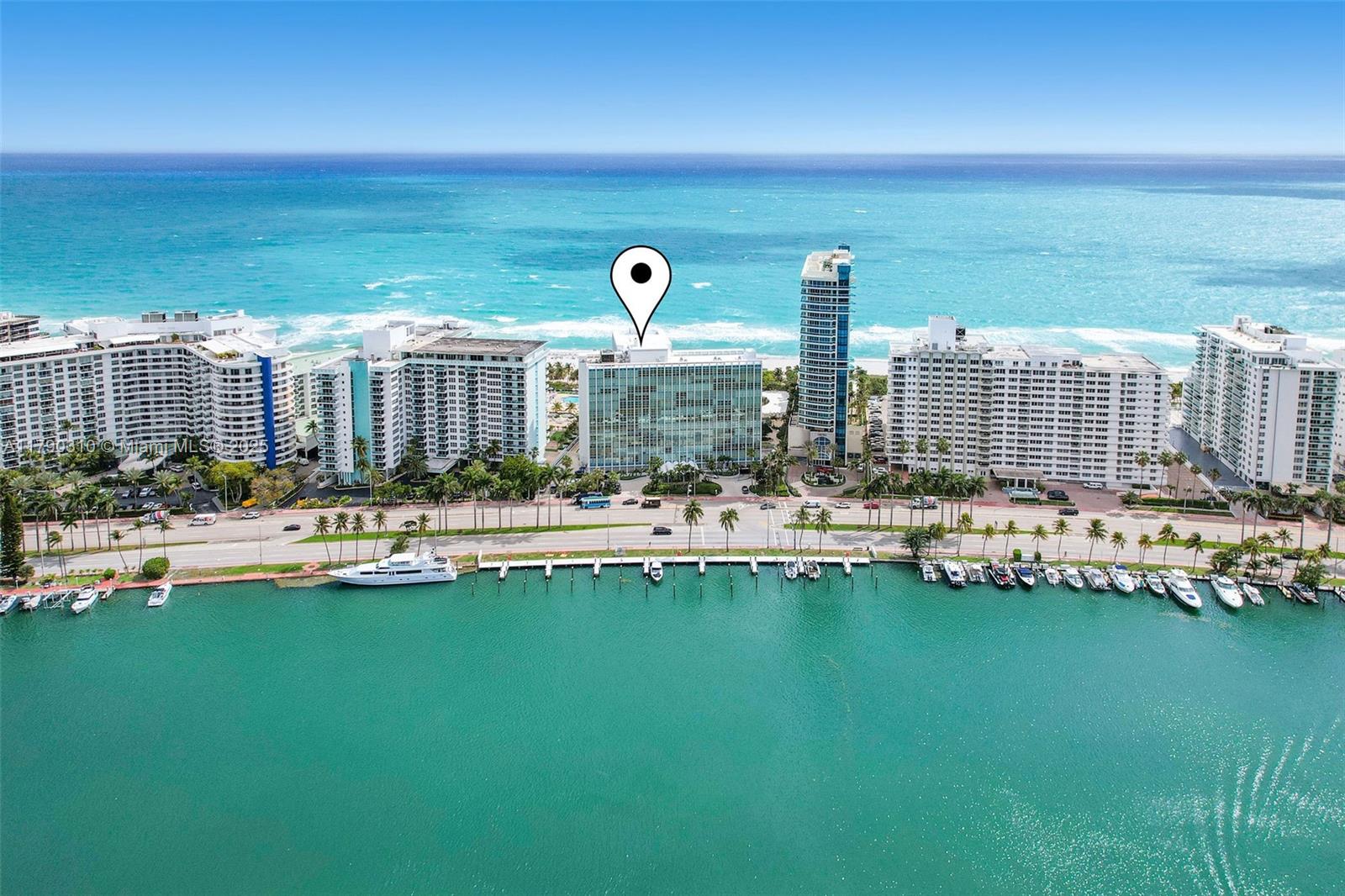 5055 Collins Avenue, Unit 6M Miami Beach, FL 33140 - Photo 34 of 40 a view of swimming pool with outdoor seating and city view