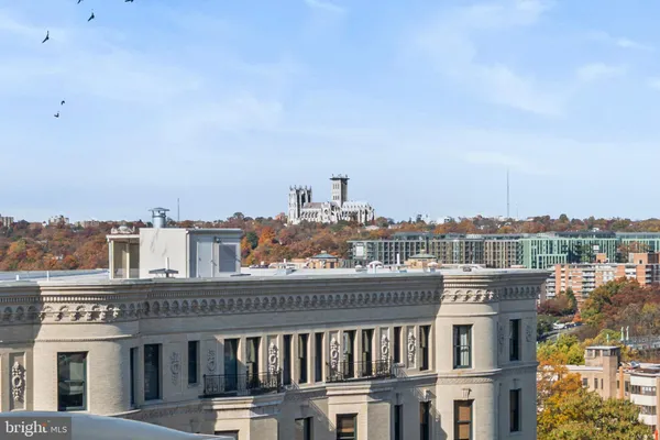a view of a city that has tall buildings