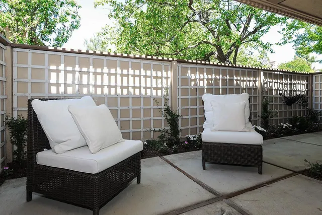 a view of outdoor space with seating