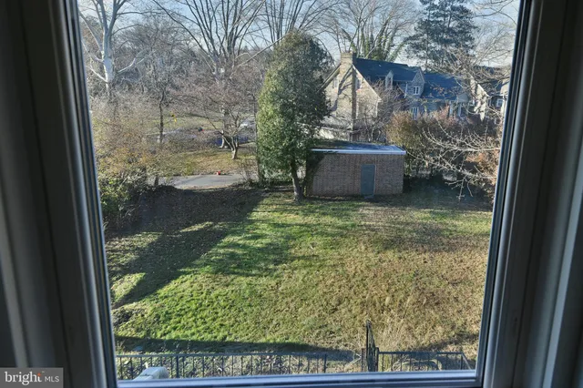 a view of a back yard from a window