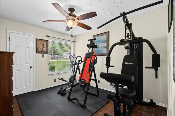a view of a room with gym equipment