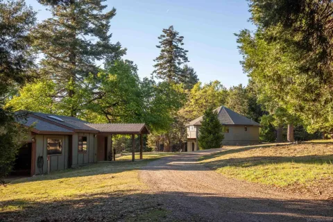 a view of a yard in front of a house